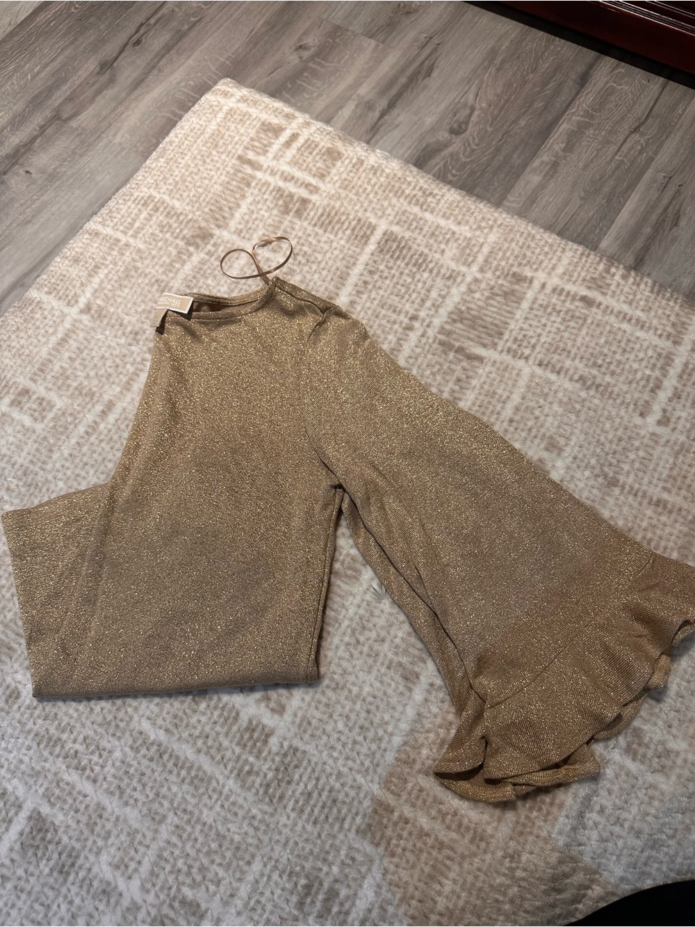 Michael Kors Metallic Gold Flutter-Sleeve Top